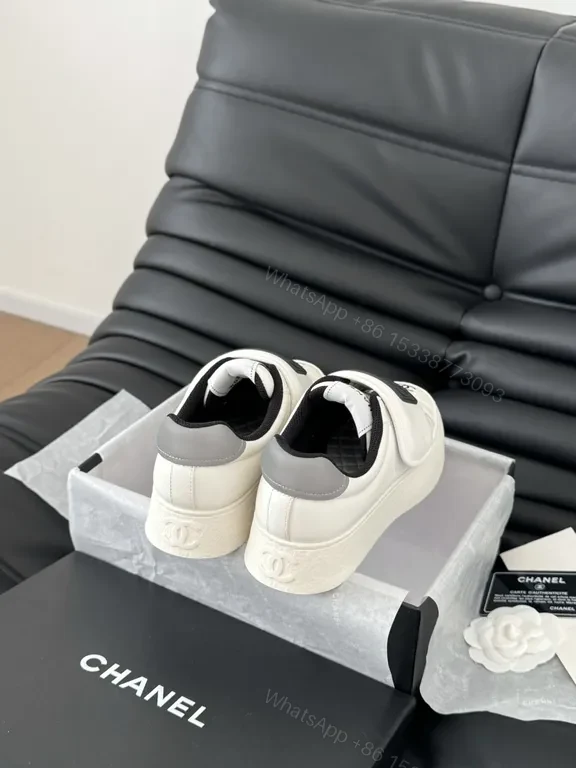View 3 of Chanel-Inspired Slip-On Sneakers: Velcro Luxe Comfort