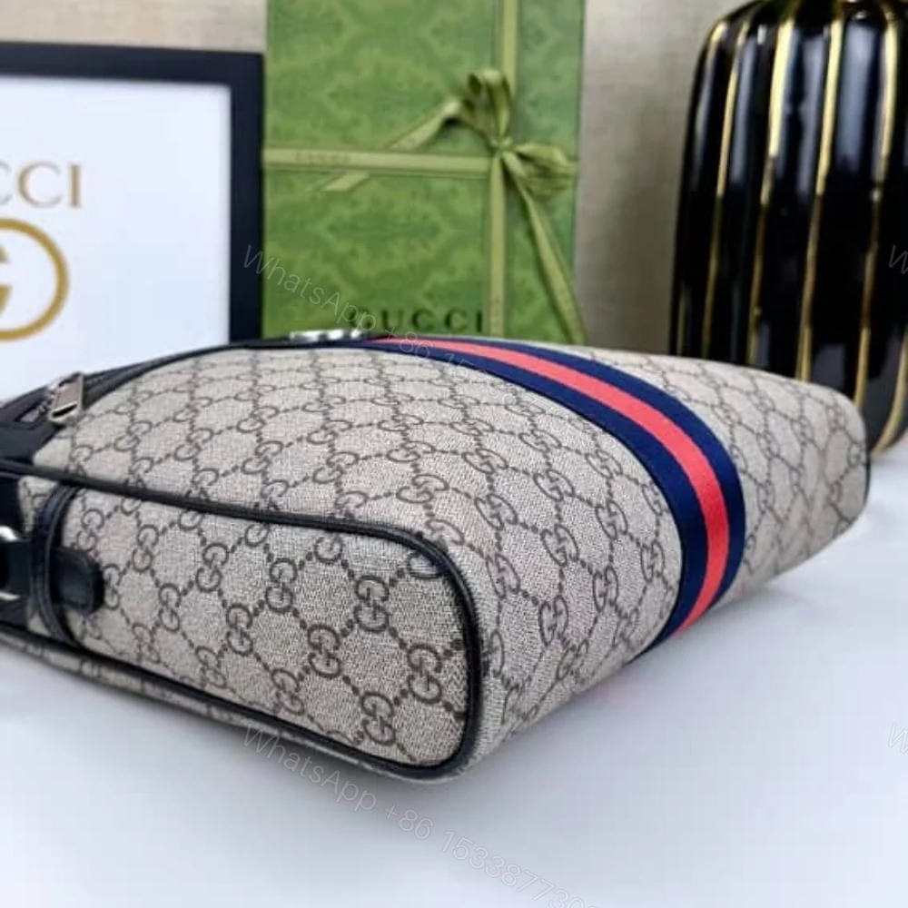 View 5 of Gucci Ophidia Small Messenger Bag Beige and Blue GG Supreme Canvas 23Cm ‎547926 96IWN 4076