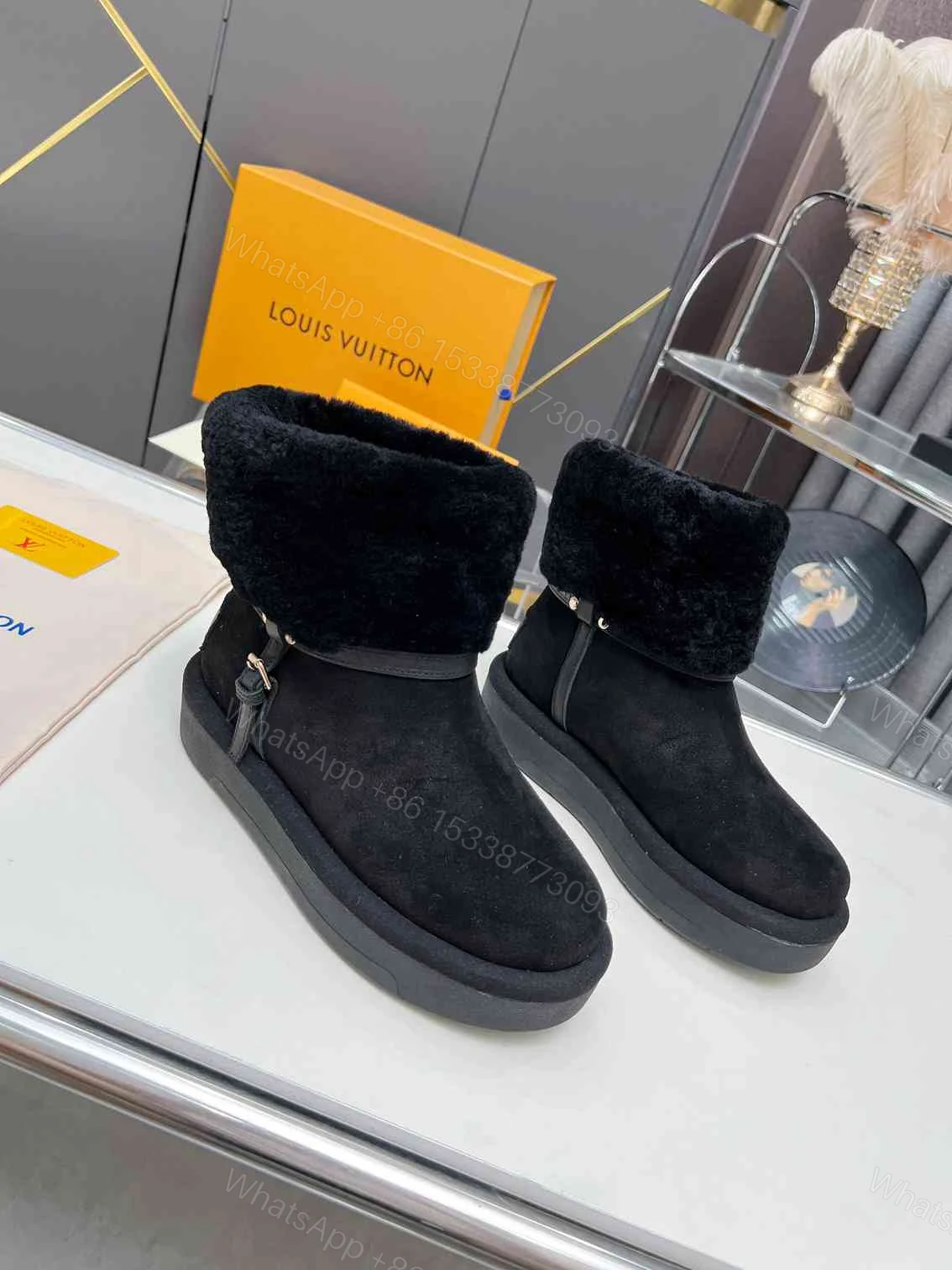 View 3 of LOUIS VUITTON ASPEN PLATFORM ANKLE BOOT BLACK 1AC78O