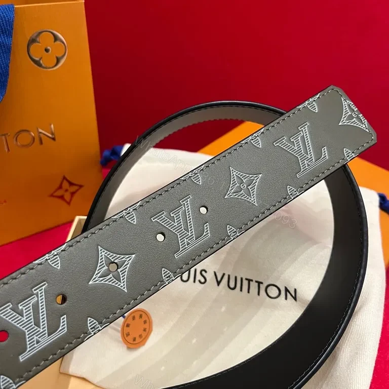 View 8 of Chic Monogram Belt: Luxury LV-Style Gold Buckle Belt