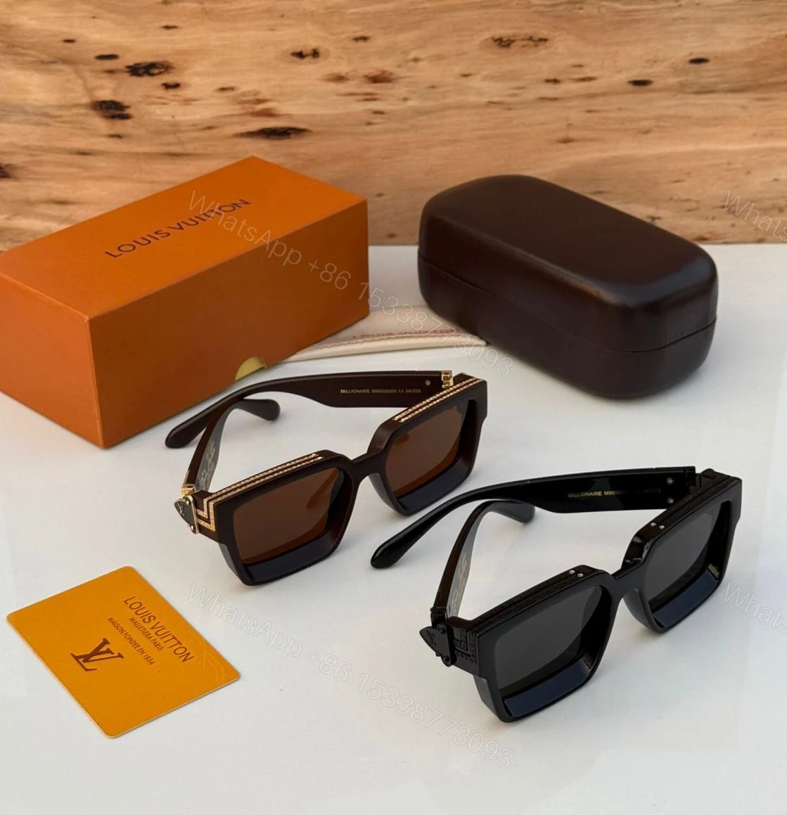 View 8 of Louis Vuitton 1.1 Millionaires Black-Brown Oversized Acetate