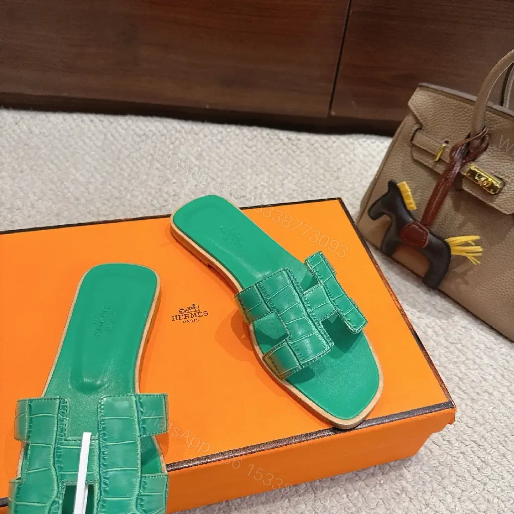 View 9 of Vivid Green Leather Slide: Luxe Comfort, Everyday Chic