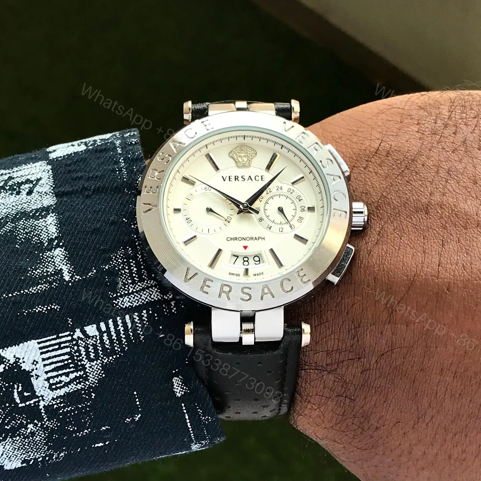 View 4 of Versace Watch With Leather Strap