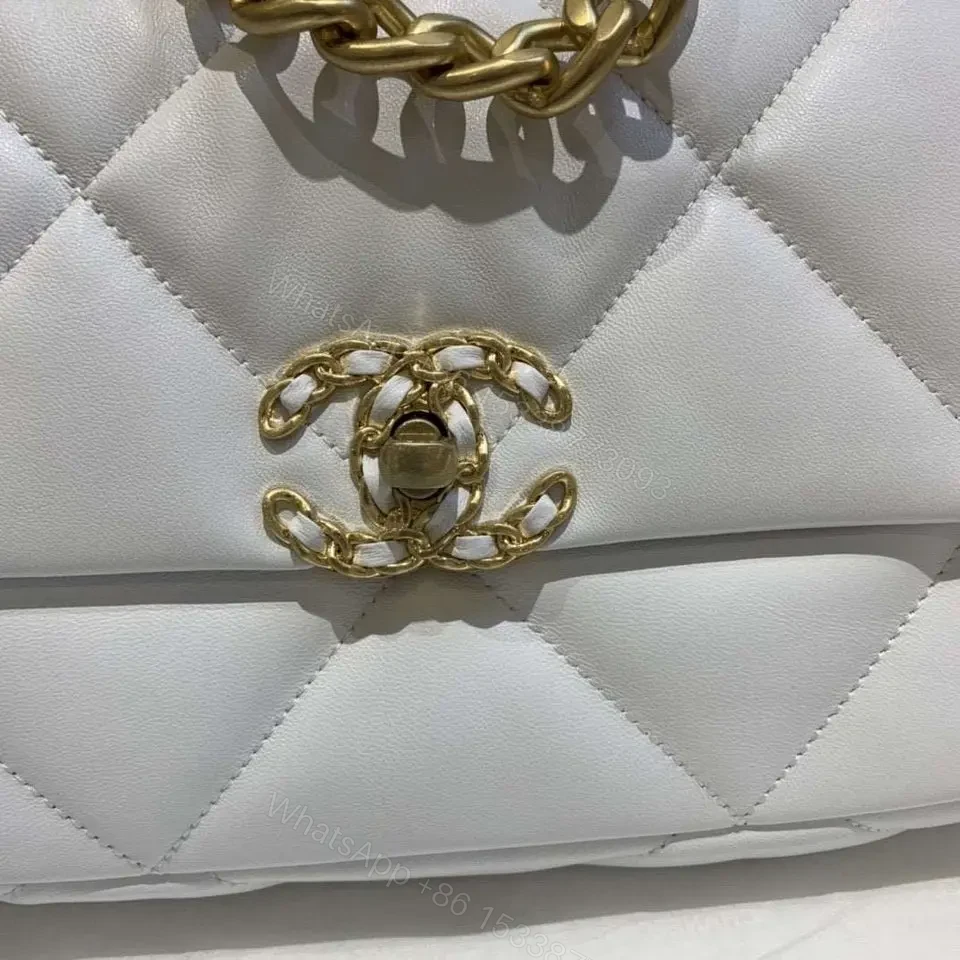 View 8 of CHANEL 19 FLAP MEDIUM WHITE LAMBSKIN