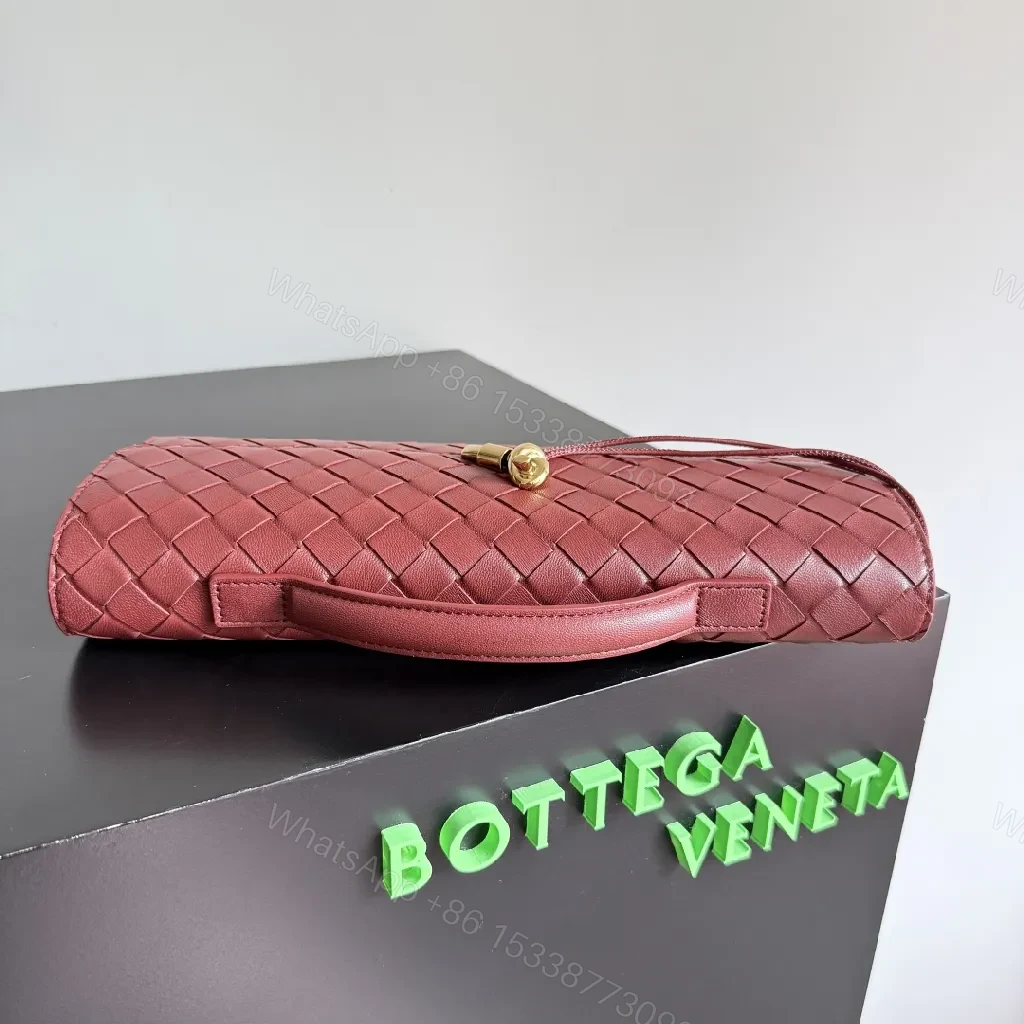 View 9 of Velvet Clutch: Woven Leather, Gold Twist Lock Evening Bag