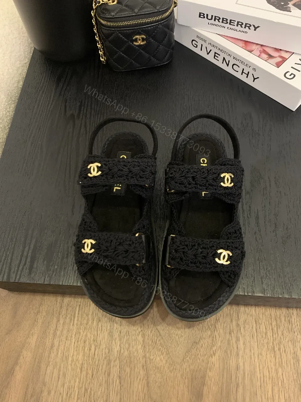 View 7 of Crochet-Detail Sandals with Gold Hardware, Luxury Comfort