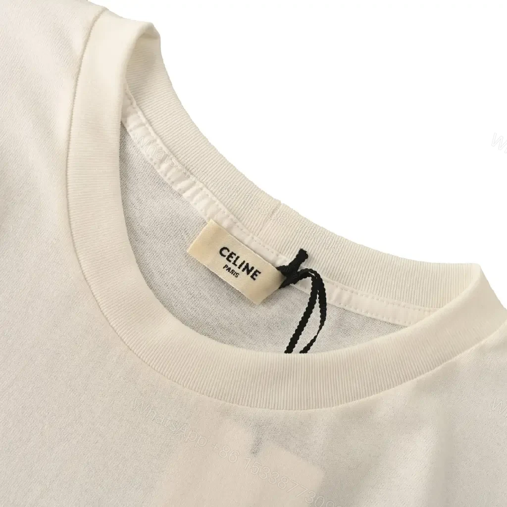 View 11 of Minimalist White Cotton Tee — Bold Celine Graphic, Premium-essence