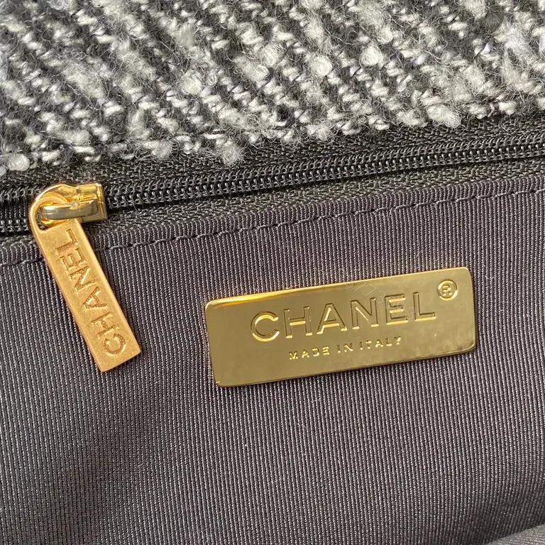 View 3 of Chanel-Inspired Tweed Canvas Handbag with Luxe Chain