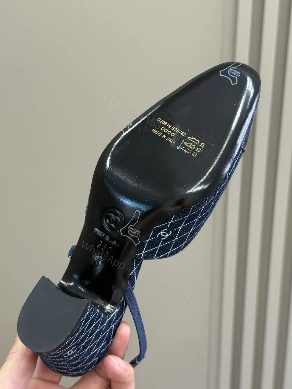 View 8 of Denim Diamond Slingbacks: Quilted Texture, Subtle Chanel Detailing