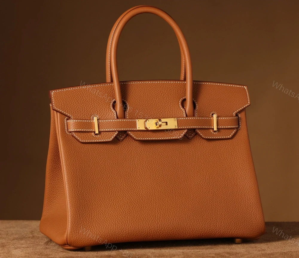 View 2 of 獨家純手工縫製高仿HermesBirkin30系列金棕金扣