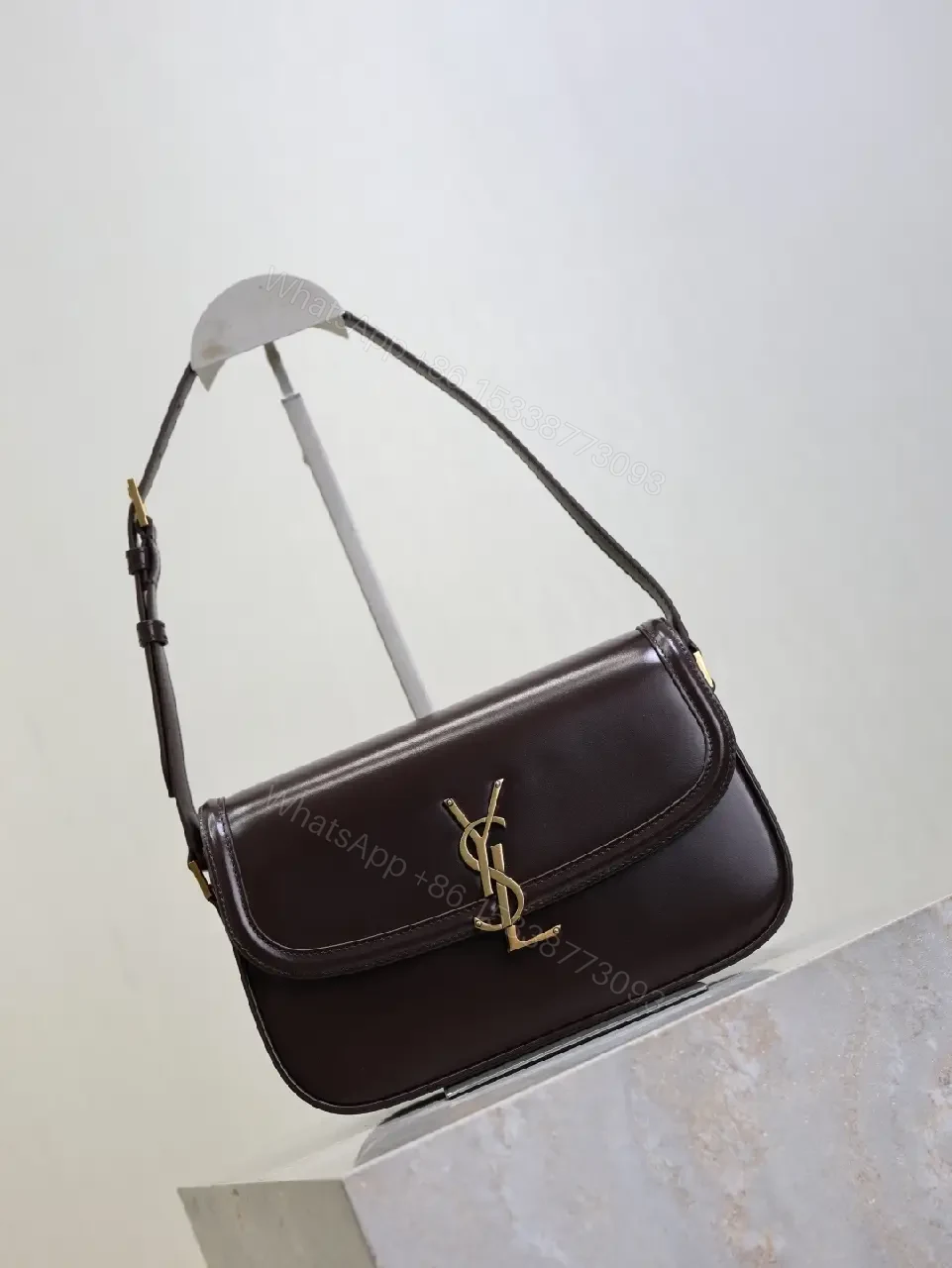 View 2 of Dark Leather Compact Crossbody: Minimalist Luxury Bag