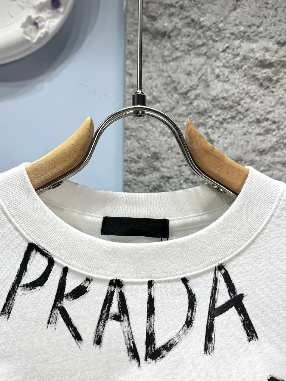 View 7 of White Cotton T-Shirt Prada graphic Short-sleeve tee