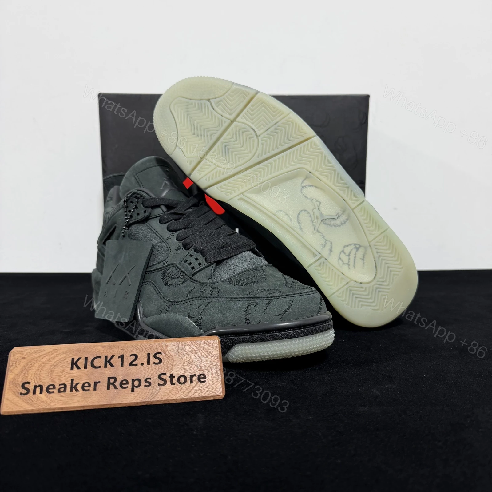 View 3 of Air Jordan 4 KAWS Black Rep