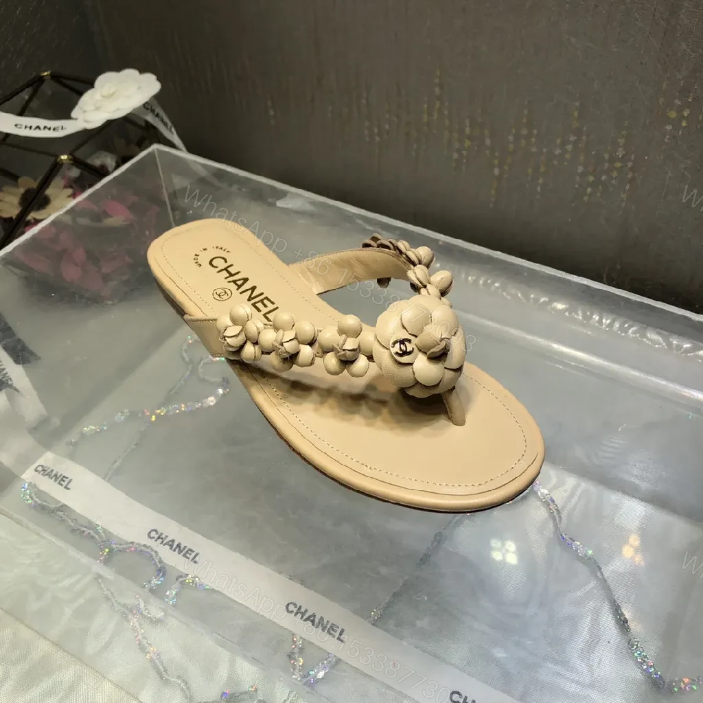 View 7 of Beige Floral-Accent Sandals: Luxe Comfort Slip-On