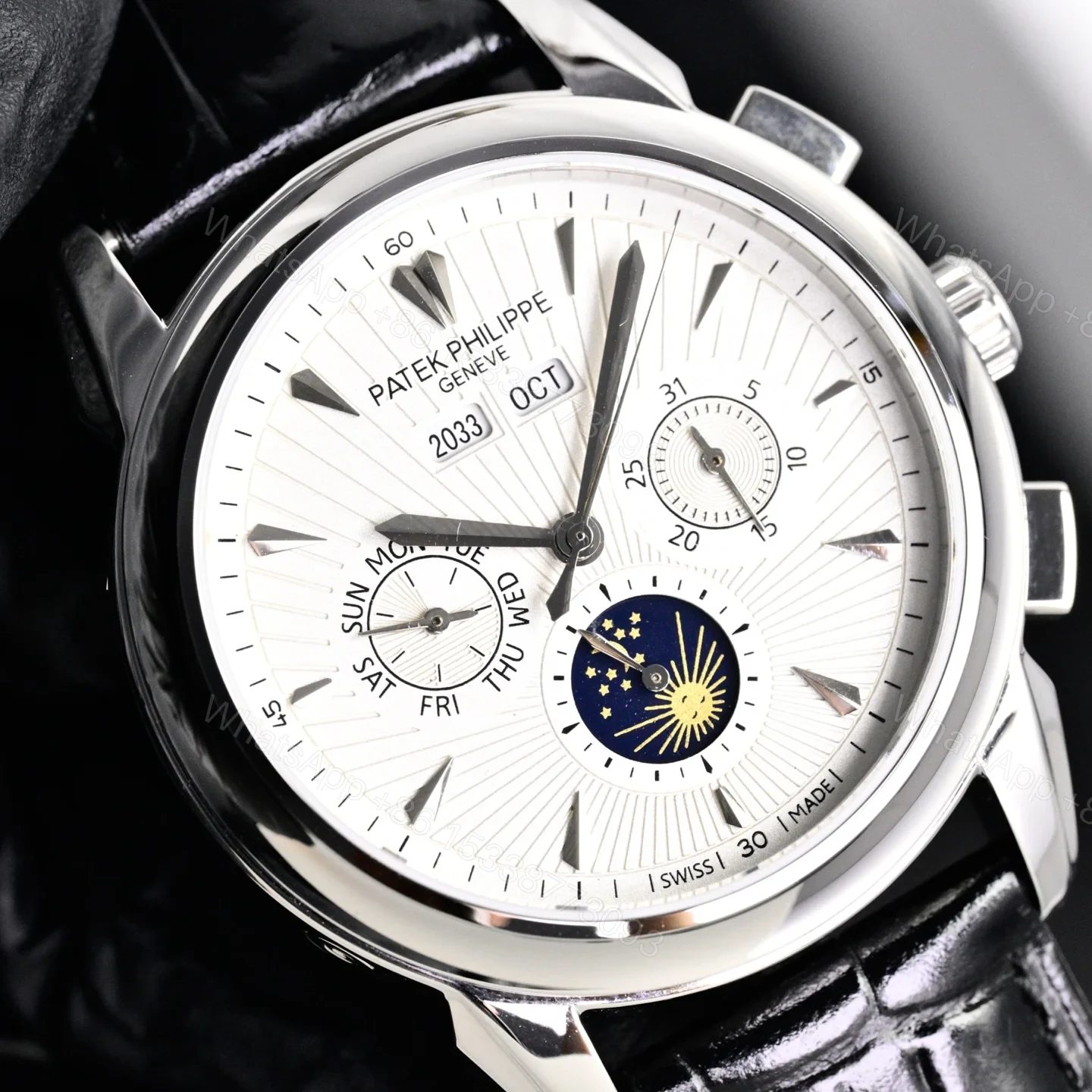 View 5 of Patek Philippe Complicated Functions Men’s Watch 42mm Italian Leather Strap Edition TW-PP-9100-COMPLICATION-42-LS