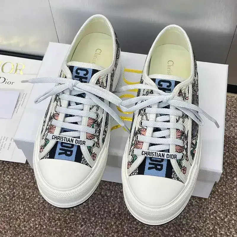 View 2 of WALK’N’DIOR PLATFORM SNEAKERS UNISEX TOILE DE JOUY PAPILLON EMBROIDERED WHITE – CD193