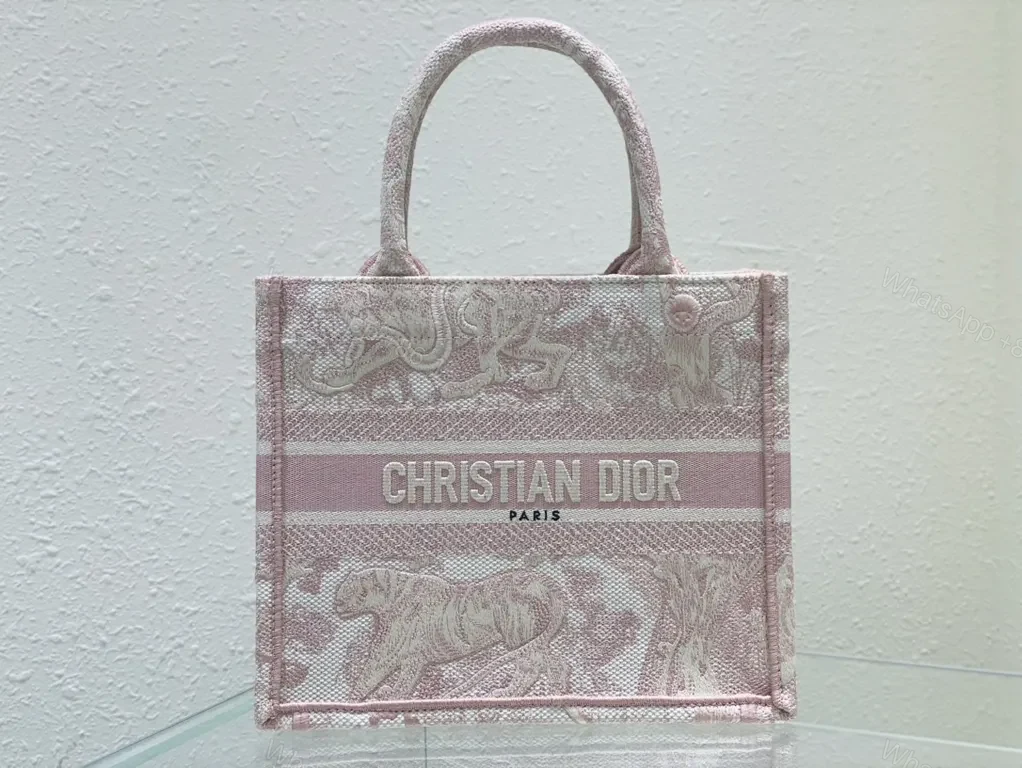 Pink Dior Jacquard Tote: Structured Luxury Bag — view 1