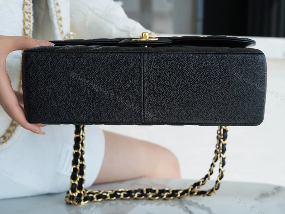View 4 of CHANEL FLAP BAG JUMBO 30CM GOLD HARDWARE BLACK CAVIAR
