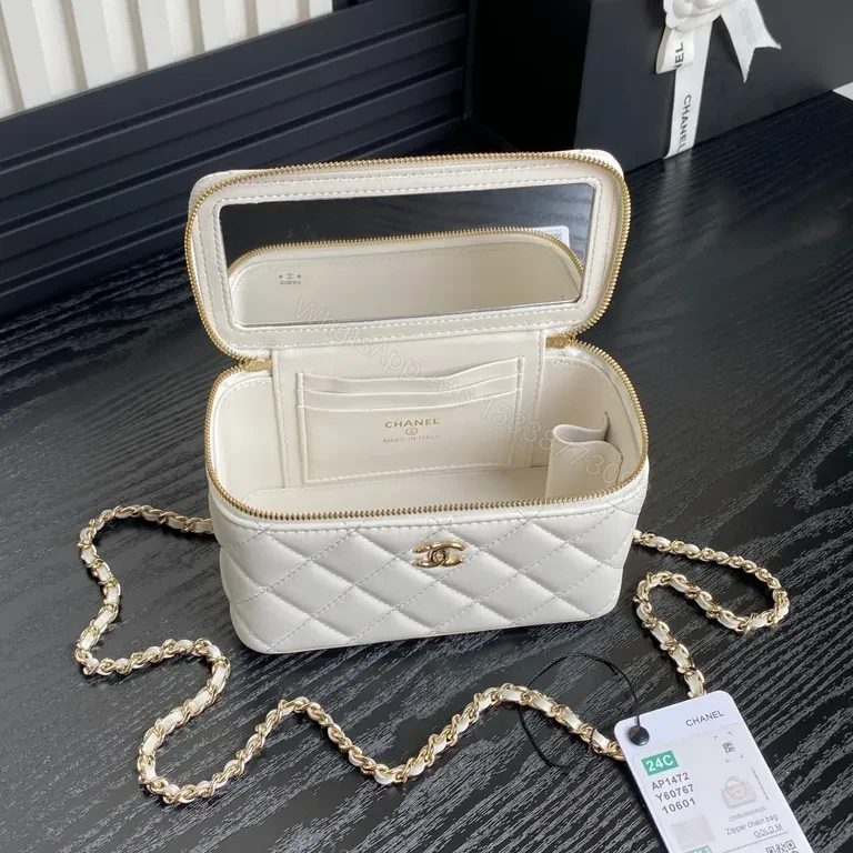 View 7 of Chanel-Inspired Quilted Mini Bag: White, Gold, Luxe Everyday
