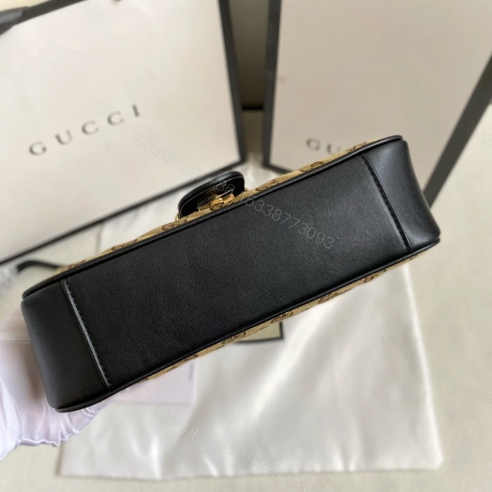 View 6 of Gucci GG Marmont Shoulder Bag Beige And Black 26Cm 443497 HVKEG 9772