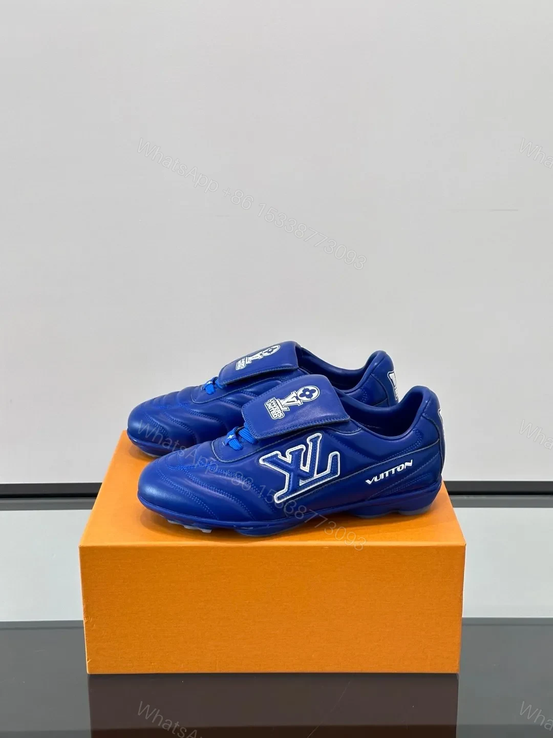 View 3 of LV Men Blue Leather Sneakers