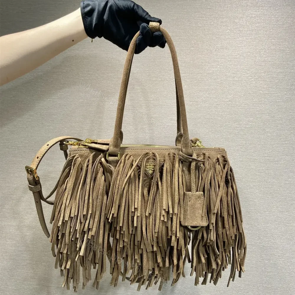 View 10 of 高仿Prada*Gaalleria系列1BA457流蘇包棕色中號免檢版