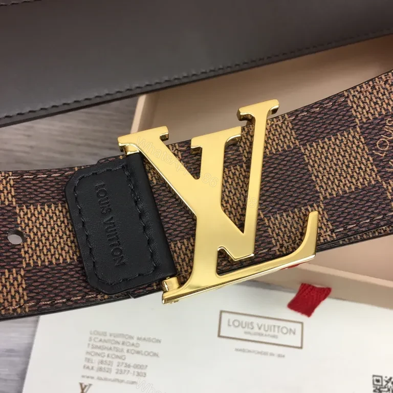 View 9 of Louis Vuitton Damier Canvas Belt with Signature Buckle