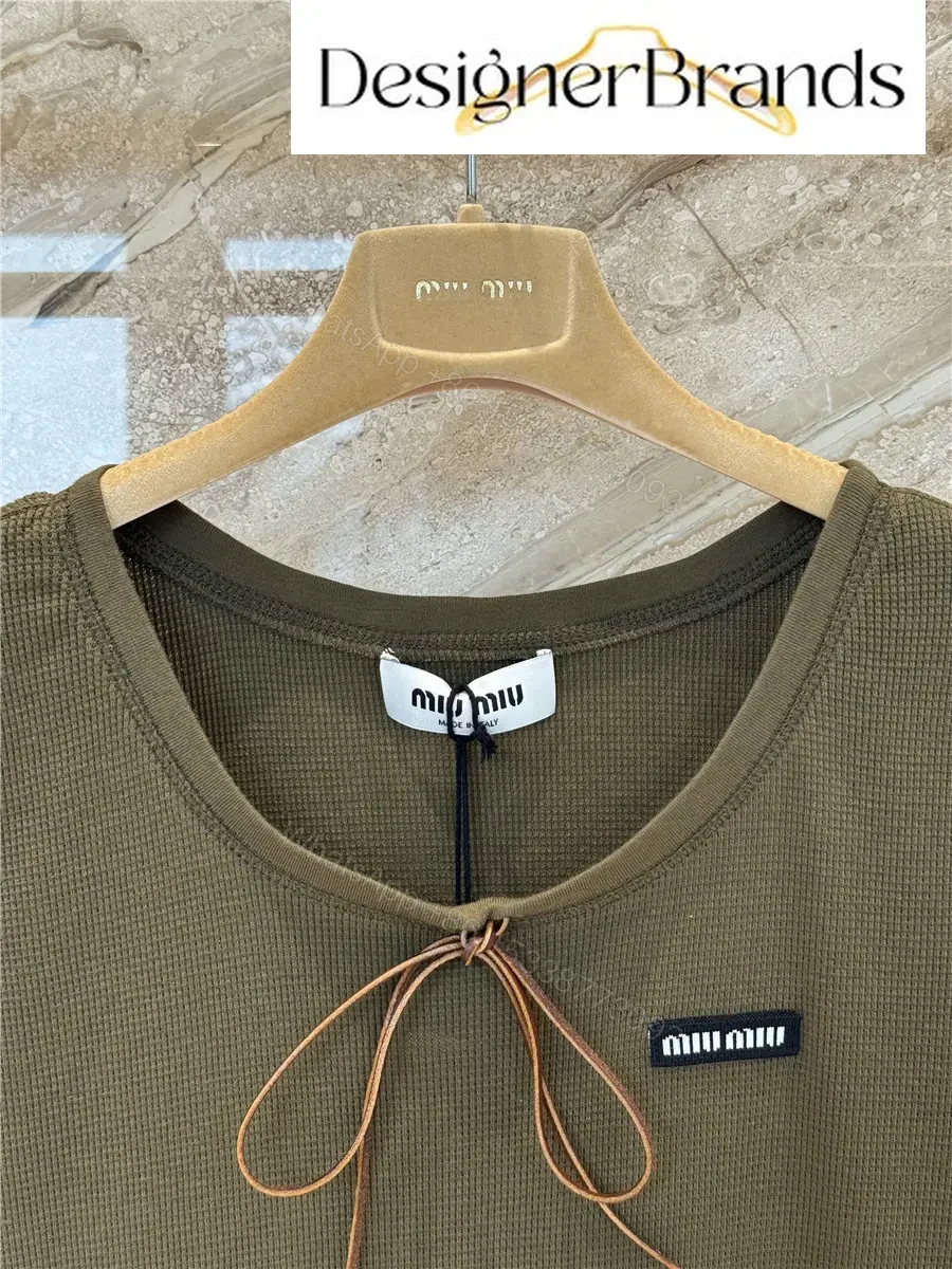View 2 of Miu Miu Forest Green Waffle-Knit Cotton Dress