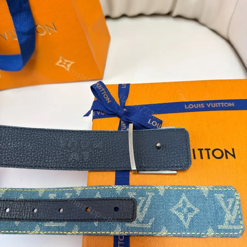 View 8 of Denim-Canvas Luxe Belt with Signature Monogram Buckle