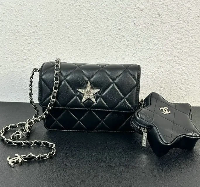 View 2 of Chanel Grey Star Coin Purse Flap Bag JH647 – Flawless Stitching Details