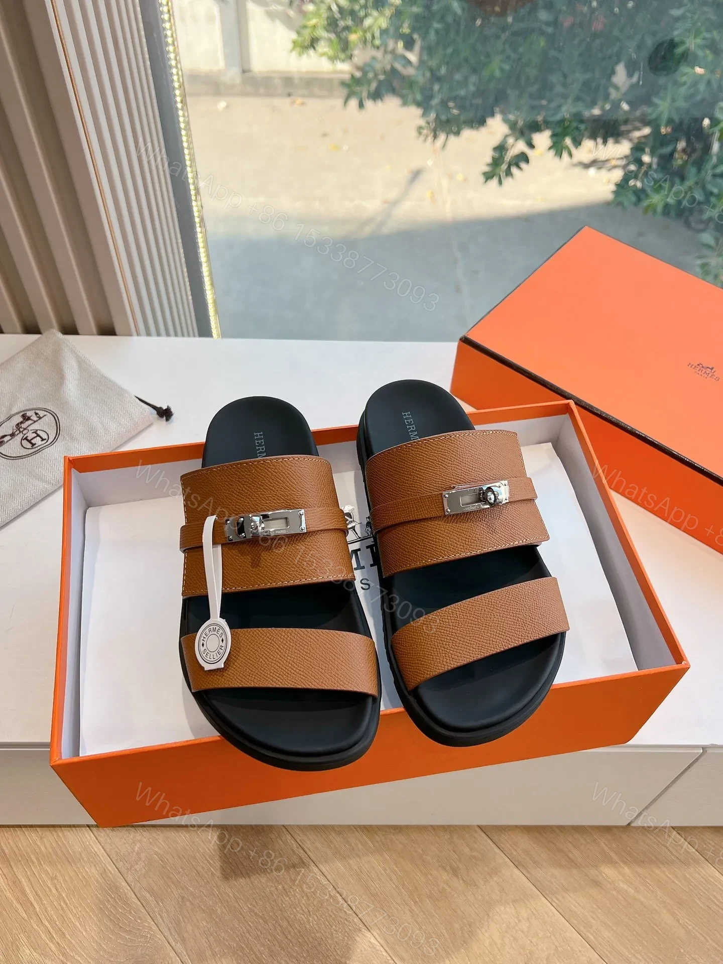 Hermes Women Brown Leather Straps Sandals — view 1
