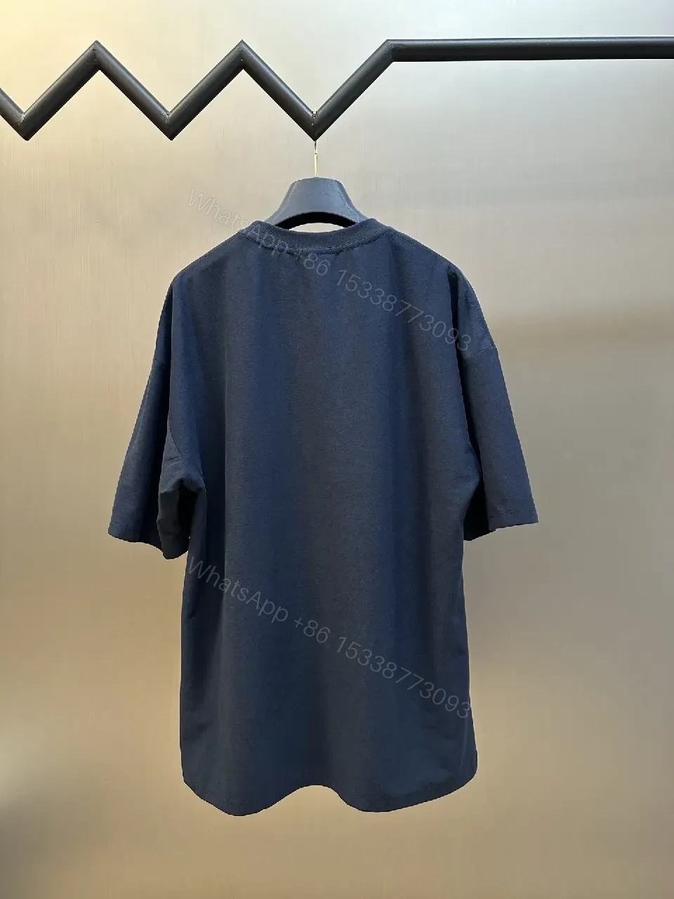 View 7 of Blue Cotton Oversized Tee with CELINE Logo