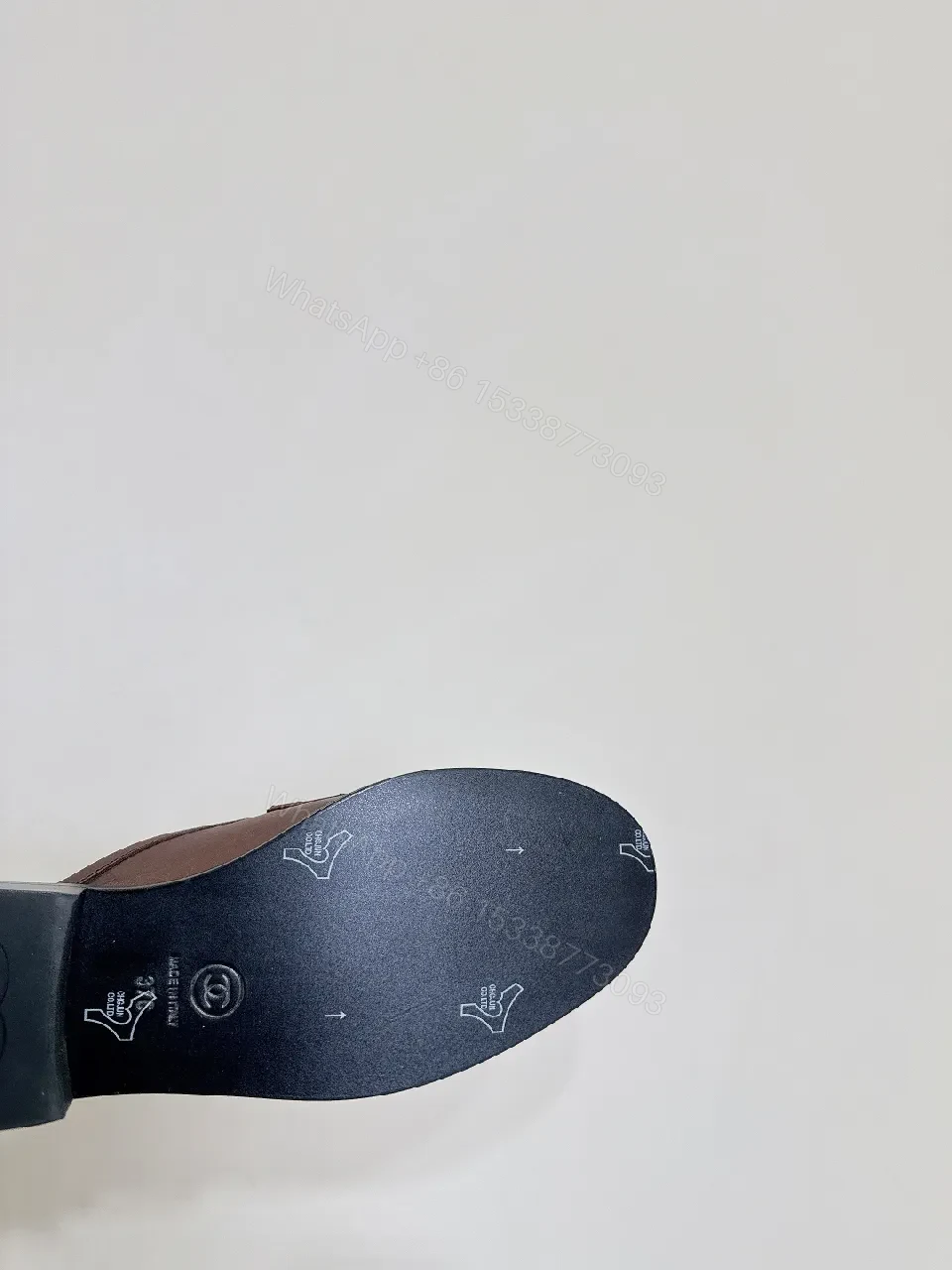 View 2 of Brown Leather Mules + CHANEL Strap + Minimalist Couture + Memory-Foam Comfort + Mules