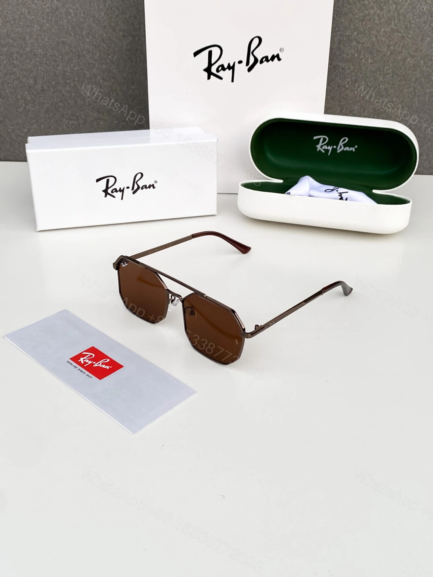 Ray-Ban Hexagonal Sunglasses Brown Lens Metal Frame — view 1