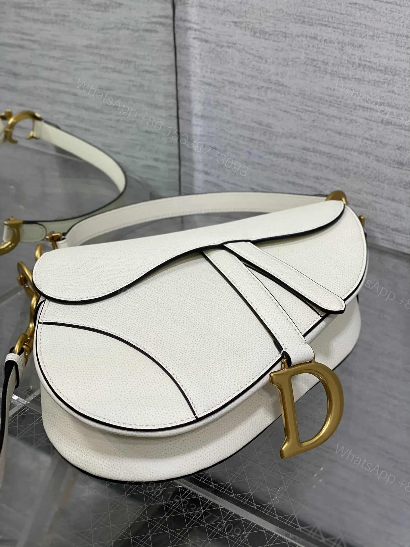 View 2 of Dior Saddle Bag in White Gold Hardware