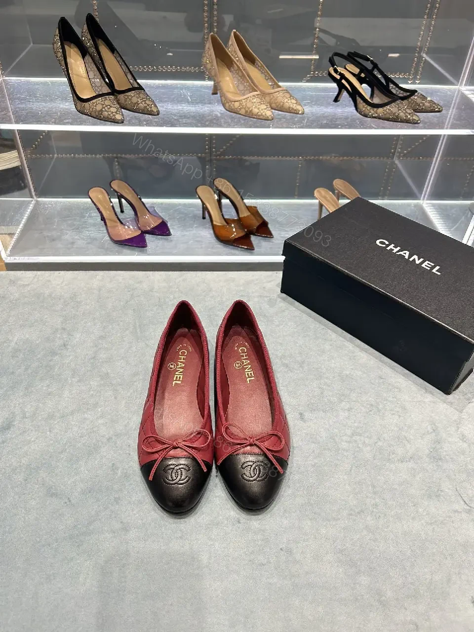 View 9 of Quilted Leather Ballet Flats with Cap Toe