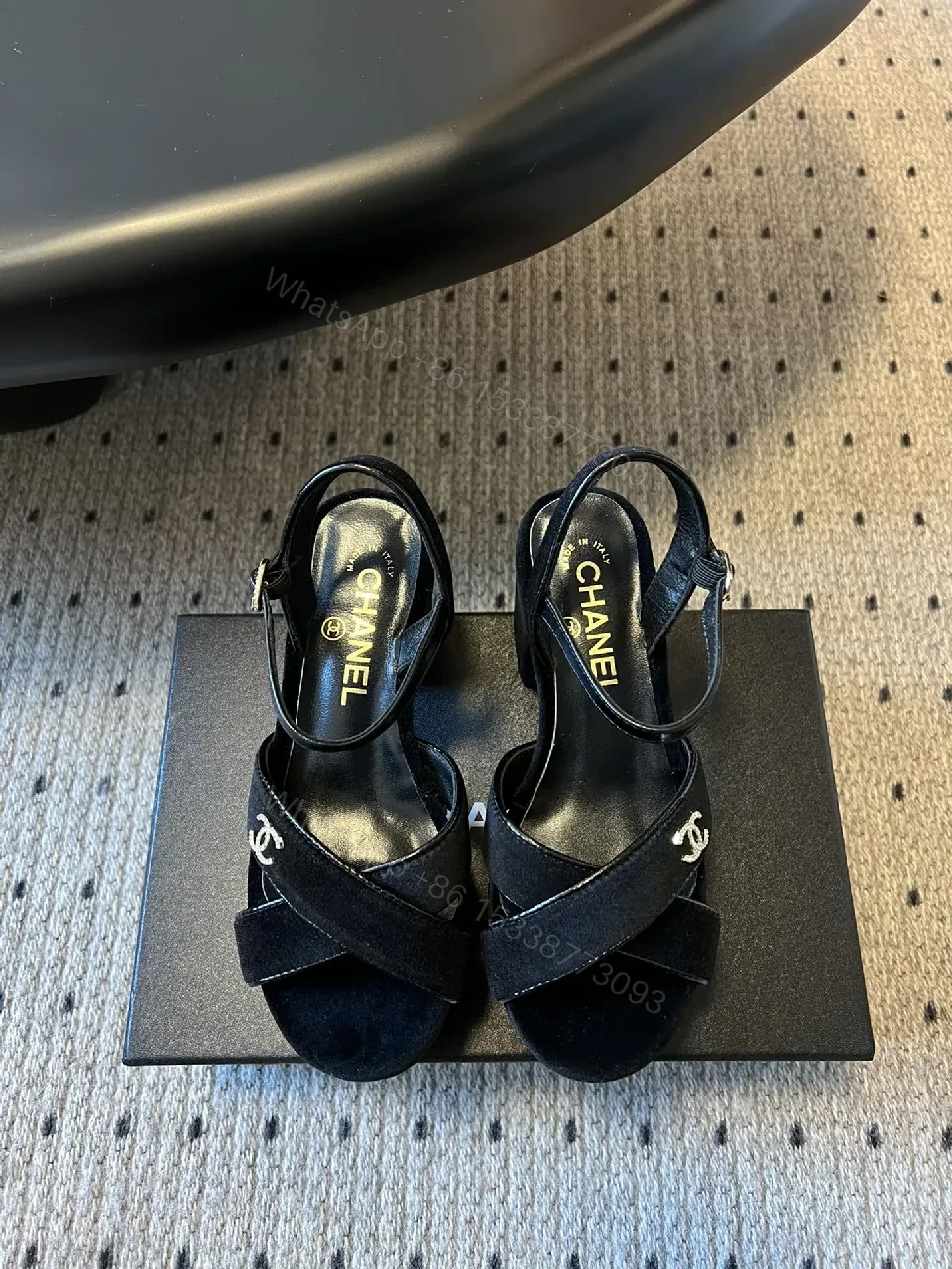 View 3 of Velvet Block-Heel Sandals: Luxe Comfort Everyday Style