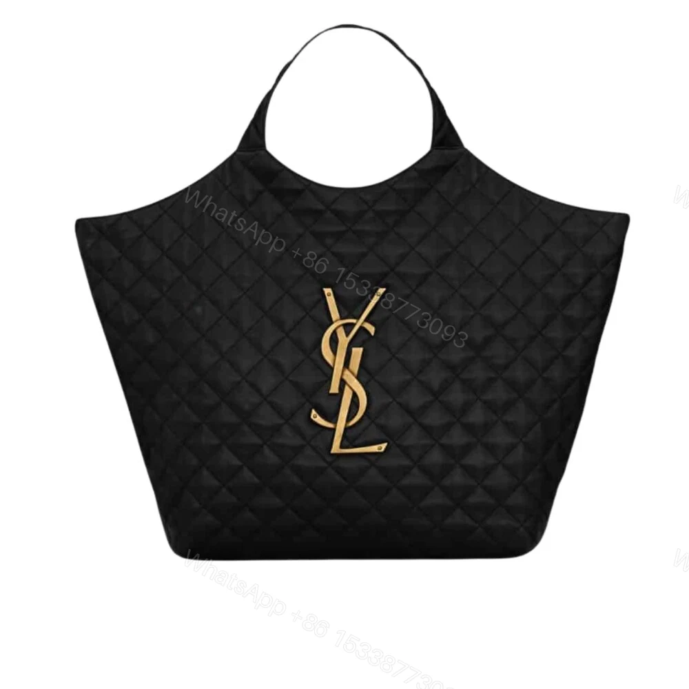 Saint Laurent Icare Shopping Bag In Quilted Black Gold 50Cm — view 1