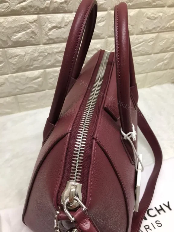 View 9 of Burgundy Pebbled Leather Handbag: Structured Luxury Tote