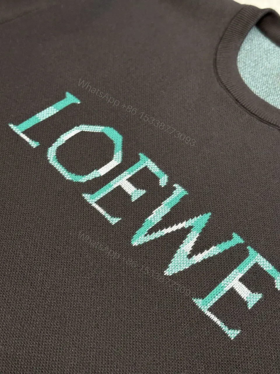 View 10 of Bold Logo Front Knit: Charcoal, Teal Plaid, Modern-Cool Sweatshirt