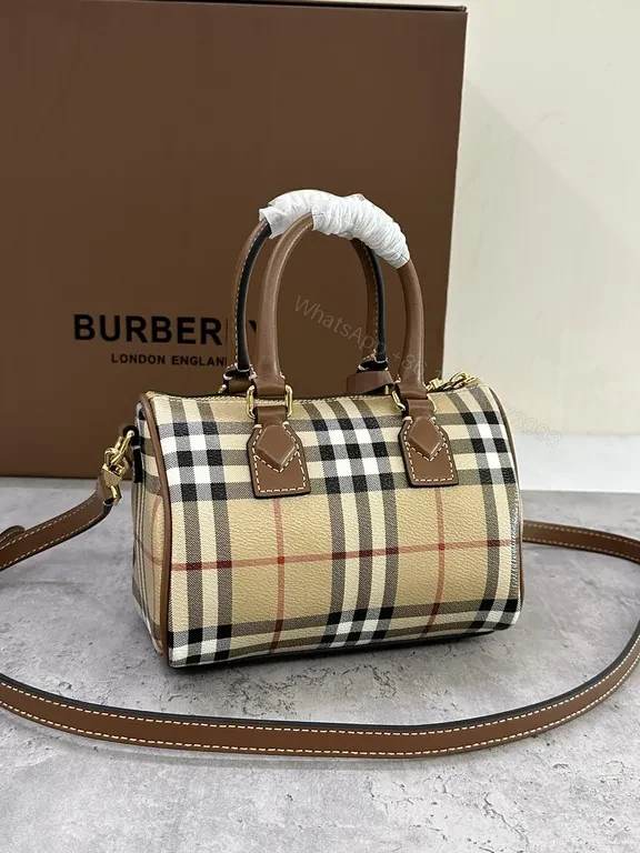 View 6 of Plaid Luxe Crossbody: Burberry-Inspired Leather Trim Bag
