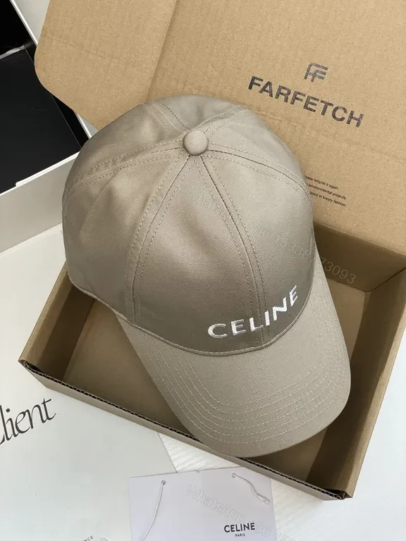 View 8 of Minimalist Luxury Cap - Beige Cotton, Structured, CELINE Embroidery Cap