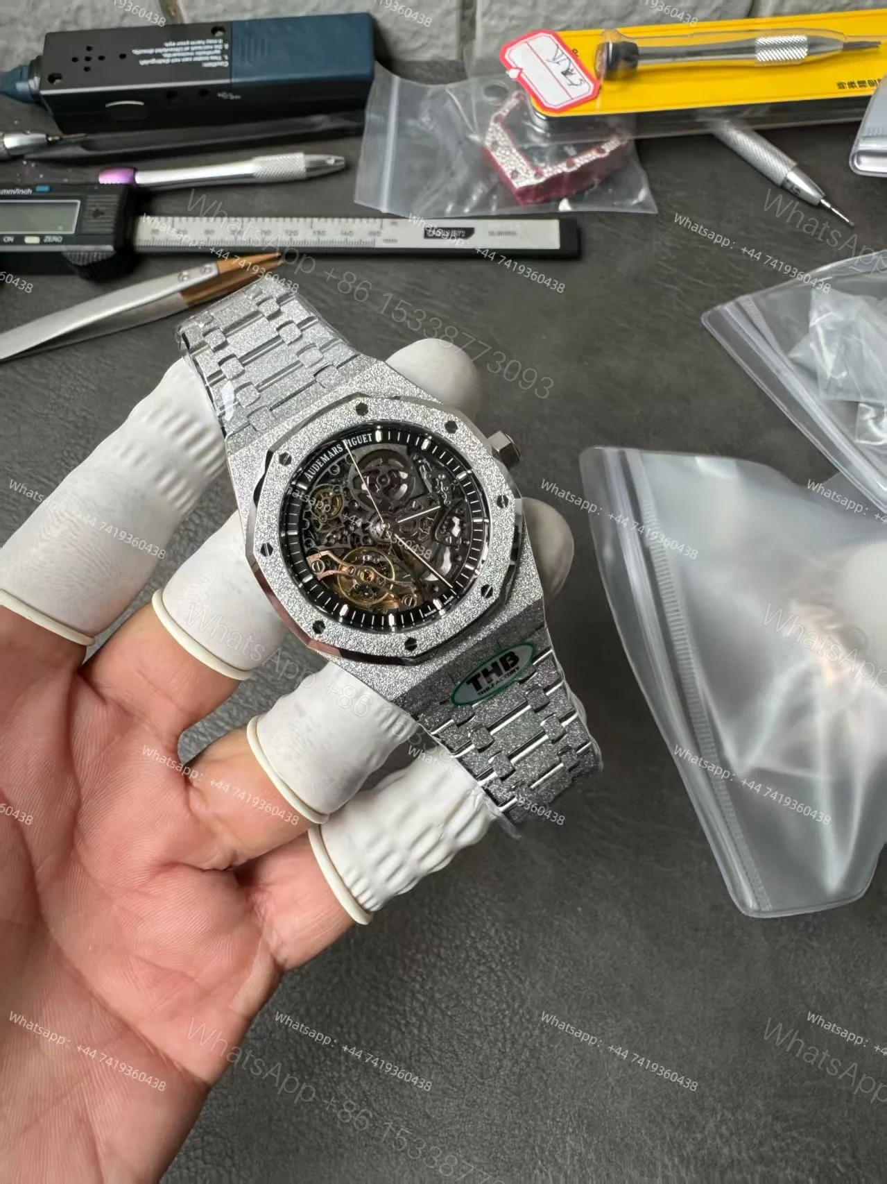 View 6 of Audemars Piguet Super Clone Royal Oak 15407 Frosted Gold Skeleton Dial 41MM