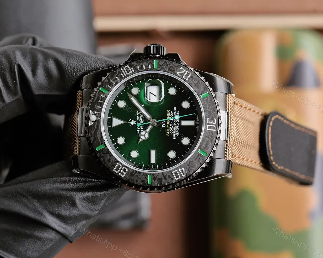 View 4 of Best Rolex Submariner Military Carbon replica 40MM Tan Fabric Strap Edition RG-SUBMARINER-MILITARY-CARBON-TAN-40