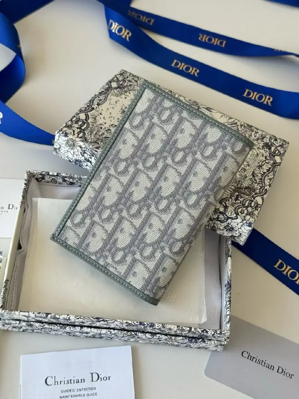 View 8 of Structured Sage Wallet: Canvas, Gold-Hardware, Signature Pattern