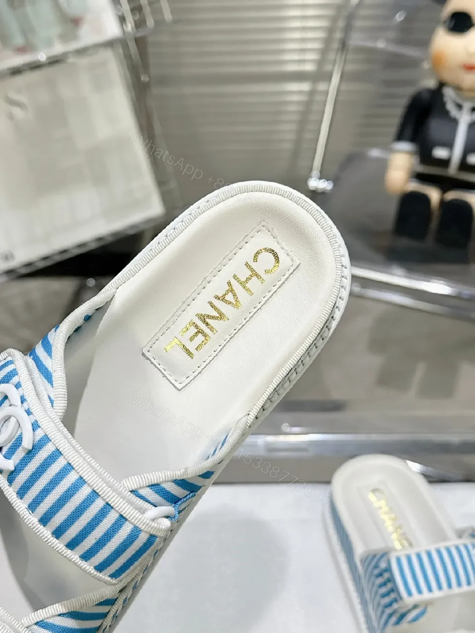 View 6 of Blue Striped Sandals: Casual Luxe Comfort