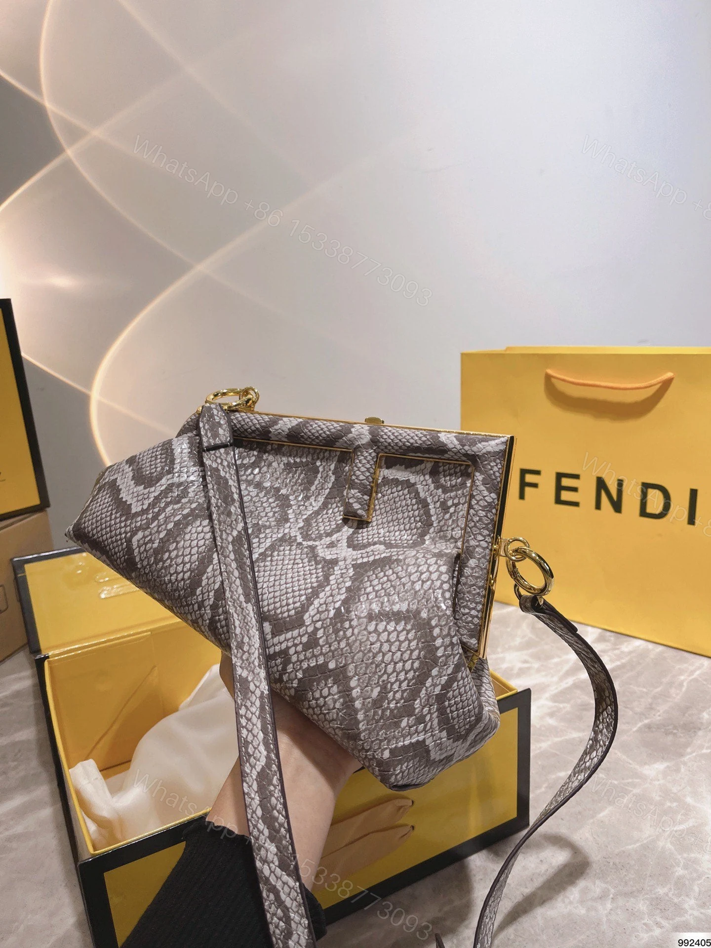 View 4 of Fendi First Small Natural Python