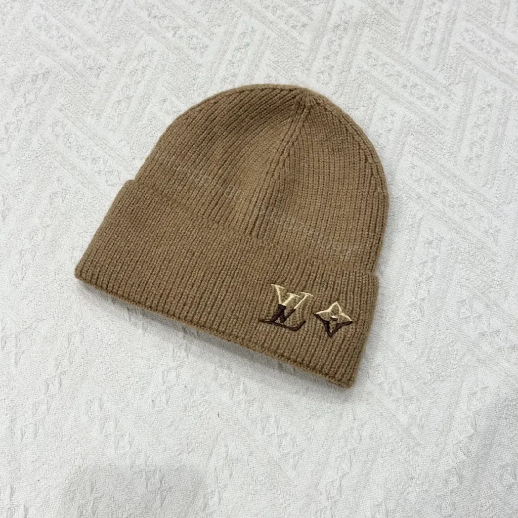 View 5 of Soft Knit Beanie: Subtle LV-Style Emblem, All-Season Style