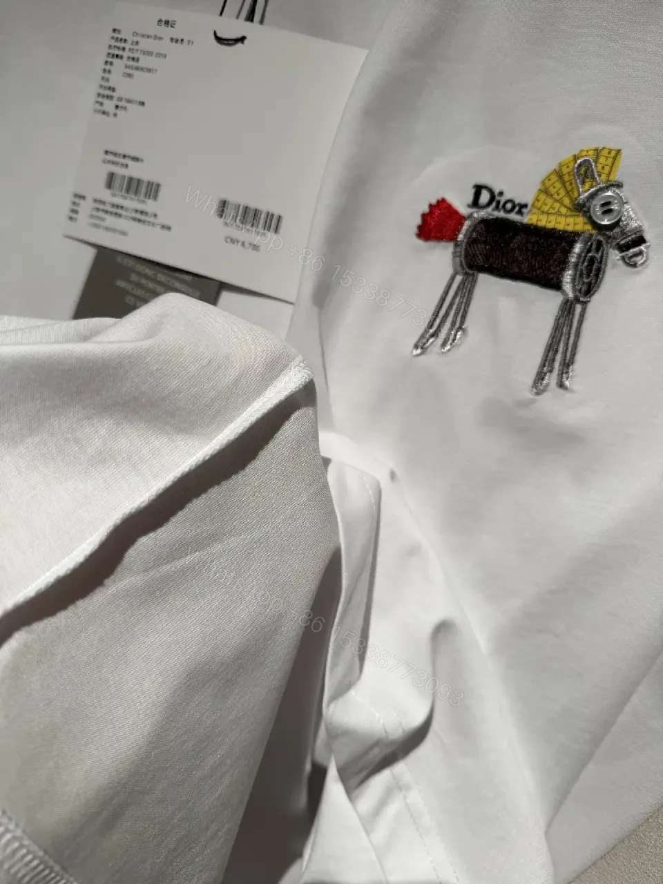 View 10 of White Cotton Tee with Patch – Subtle Designer-Inspired Luxthe Tee