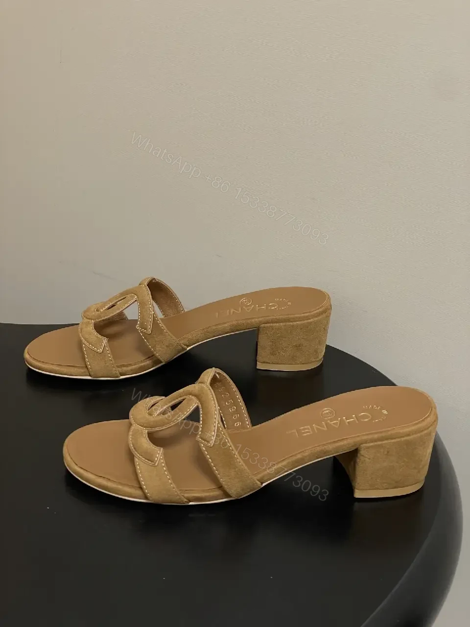 View 4 of Open-Back Suede-Feel Block Heel Sandals: Chic Everyday Comfort